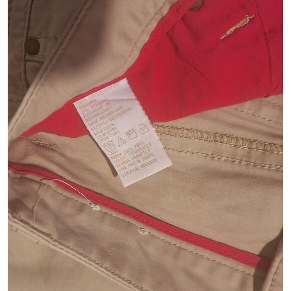 Tommy Hilfiger Stretch-Wmn 10 Beige Chino Khaki Bootcut Flare Pocket Flp *spots* - Picture 7 of 16